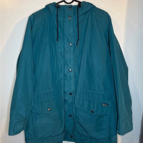 Woolrich L Vintage Y2K Wool Blend Lined Parka Barn Chore Coat Hood Grunge 90s - Picture 2 of 11